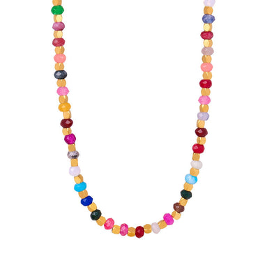 18K gold fashionable simple spiral pattern and gemstone design versatile necklace - QH Clothing