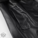 Faux Leather Black Tie Trench Coat - QH Clothing