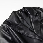 Faux Leather Black Tie Trench Coat - QH Clothing