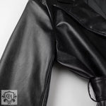 Faux Leather Black Tie Trench Coat - QH Clothing