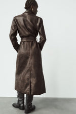 Distressed Faux Leather Fall Coat - QH Clothing