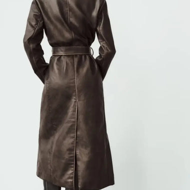 Distressed Faux Leather Fall Coat - QH Clothing