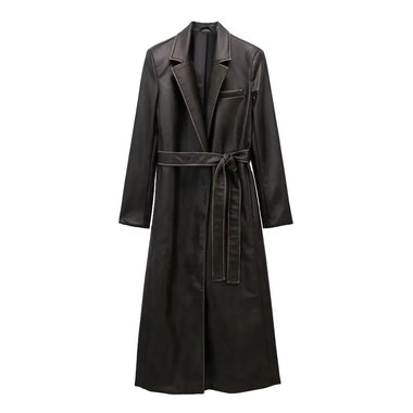 Distressed Faux Leather Fall Coat - QH Clothing