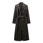 Distressed Faux Leather Fall Coat - QH Clothing