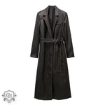 Distressed Faux Leather Fall Coat - QH Clothing