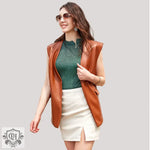 Faux Leather Sleeveless Vest - Clothing