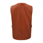 Faux Leather Sleeveless Vest - Clothing