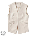 Faux Leather Sleeveless Vest - S / White - Clothing