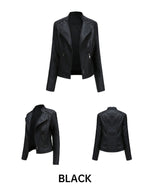 Slim Fit Faux Leather Jacket for Women - QH Clothing