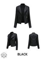 Slim Fit Faux Leather Jacket for Women - QH Clothing