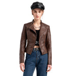 Slim Fit Faux Leather Jacket for Women - QH Clothing