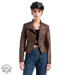 Slim Fit Faux Leather Jacket for Women - QH Clothing