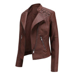 Slim Fit Faux Leather Jacket for Women - QH Clothing