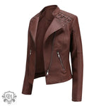 Slim Fit Faux Leather Jacket for Women - QH Clothing