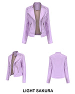 Slim Fit Faux Leather Jacket for Women - QH Clothing