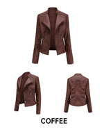 Slim Fit Faux Leather Jacket for Women - QH Clothing