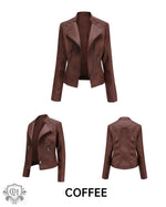 Slim Fit Faux Leather Jacket for Women - QH Clothing