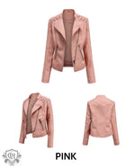 Slim Fit Faux Leather Jacket for Women - QH Clothing