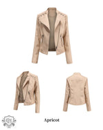 Slim Fit Faux Leather Jacket for Women - QH Clothing