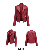 Slim Fit Faux Leather Jacket for Women - QH Clothing