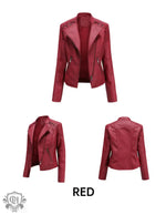 Slim Fit Faux Leather Jacket for Women - QH Clothing