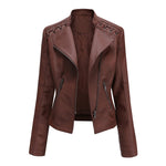 Slim Fit Faux Leather Jacket for Women - QH Clothing