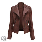 Slim Fit Faux Leather Jacket for Women - QH Clothing