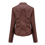 Slim Fit Faux Leather Jacket for Women - QH Clothing