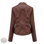 Slim Fit Faux Leather Jacket for Women - QH Clothing