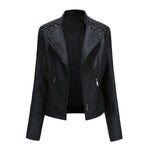 Slim Fit Faux Leather Jacket for Women - QH Clothing