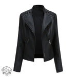 Slim Fit Faux Leather Jacket for Women - QH Clothing