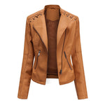 Slim Fit Faux Leather Jacket for Women - QH Clothing