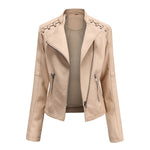 Slim Fit Faux Leather Jacket for Women - QH Clothing