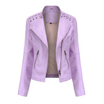 Slim Fit Faux Leather Jacket for Women - QH Clothing