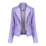 Slim Fit Faux Leather Jacket for Women - QH Clothing