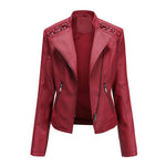 Slim Fit Faux Leather Jacket for Women - QH Clothing