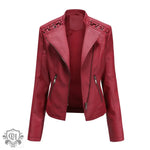 Slim Fit Faux Leather Jacket for Women - QH Clothing