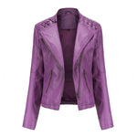 Slim Fit Faux Leather Jacket for Women - QH Clothing