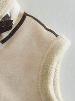 Faux Shearling Collared Zip Vest - Clothing