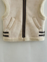 Faux Shearling Collared Zip Vest - Clothing