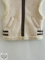 Faux Shearling Collared Zip Vest - Clothing