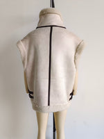 Faux Shearling Collared Zip Vest - Clothing