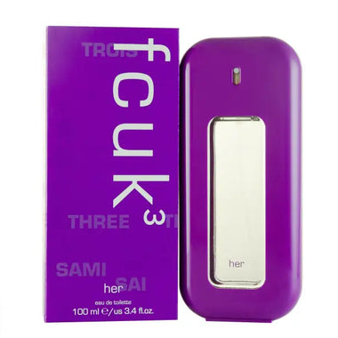 Purple FCUK3 Her perfume in FCUK FCUK 3 Eau de Toilette 100ml Spray bottle