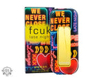 Colorful FCUK Late Night Woman Eau de Toilette bottle with neon WE NEVER CLOSE text