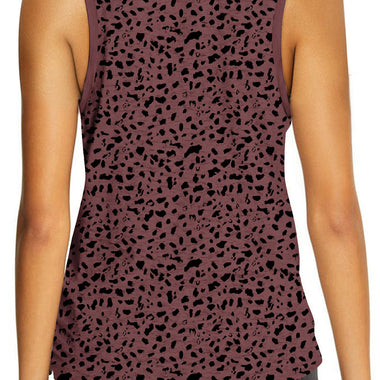 Fiery Red Leopard Print Round Neck Tank Top - Tops/Tank Tops