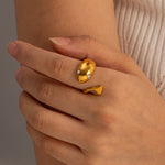 18k gold simple and personalized fish-shaped diamond design open ring - QH Clothing