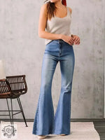 Slim Fit Stretch Flared Denim Pants - QH Clothing