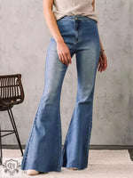 Slim Fit Stretch Flared Denim Pants - QH Clothing