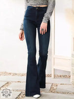 Slim Fit Stretch Flared Denim Pants - QH Clothing