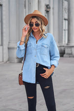 Light Color Figure Flattering Thin Denim Long-Sleeved Shirt Women - Quality Home Clothing| Beauty